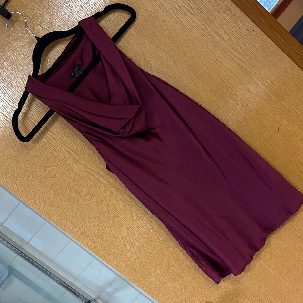 EUC Ann Taylor Burgundy 100% Silk Cowl Drape Neck Camisole Tank Blouse-S
